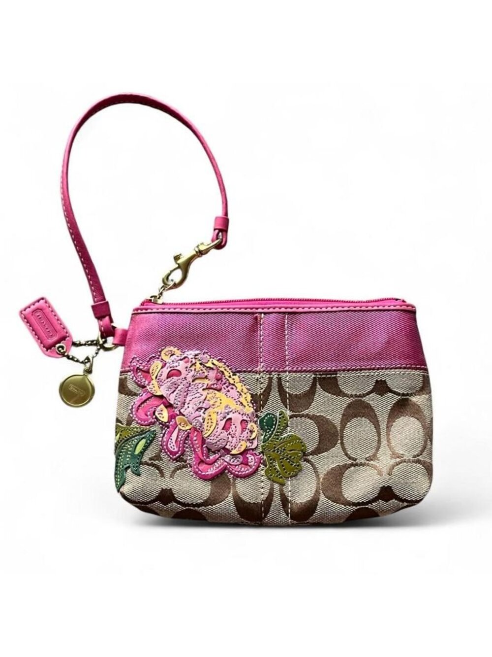 Limited Edition Coach Chrysanthemum Applique Wristlet Jacquard Collectible Flora